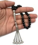 Natural Black Tourmaline Gemstone 33 Beads Turkish Prayer Tasbih | Misbaha Rosary Tasbeeh | - Image 3
