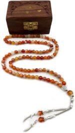 Natural Red Agate 99 Beads Stone Prayer Misbaha Tasbih | For Peaceful Meditation, Serenity and Spiritual Connection | Islamic Gift, Bracelet or Necklace - Image 3