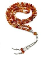 Natural Red Agate 99 Beads Stone Prayer Misbaha Tasbih | For Peaceful Meditation, Serenity and Spiritual Connection | Islamic Gift, Bracelet or Necklace - Image 4