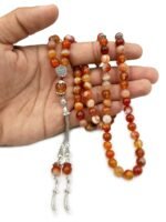 Natural Red Agate 99 Beads Stone Prayer Misbaha Tasbih | For Peaceful Meditation, Serenity and Spiritual Connection | Islamic Gift, Bracelet or Necklace - Image 5