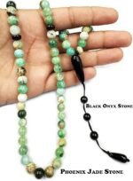 Phoenix Jade With Black Onyx Spacer Stone Tasbih for Men & Women | Natural Gemstone Islamic Misbaha, Sufi Tasbih, Tasbeeh Ideal for Meditation & Prayer | 99 Beads Beads Tasbih - Image 5