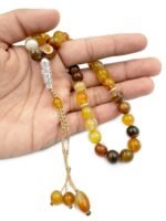Natural Gemstone Islamic Prayer Tasbih | 33 Beads of Amber Stripe Agate | Handcrafted with Wooden Gift Box | Premium Quality for Meditation & Dhikr | Enhances Focus & Serenity - Image 5