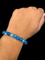 Natural Blue Stripe Agate Hakik Beads Bracelet - Image 3