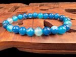 Natural Blue Stripe Agate Hakik Beads Bracelet - Image 4