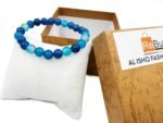 Natural Blue Stripe Agate Hakik Beads Bracelet - Image 6