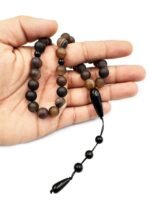 REBUY Brown Stripe Agate Matte Beads Tasbeeh
