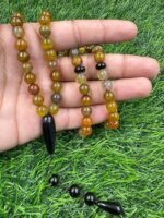 REBUY 99 Round Beads Dragon Veins Stone Tasbih for Men & Women | Natural Healing Crystal Gemstone Islamic Prayer Muslim Misbaha Tasbeeh Necklace Jewelry - Image 5