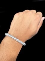 Natural Electroplated Lava Stone Beads Silver Bracelet 6 mm - Image 7