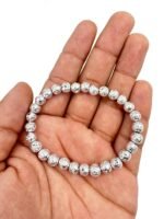 Natural Electroplated Lava Stone Beads Silver Bracelet 6 mm - Image 5