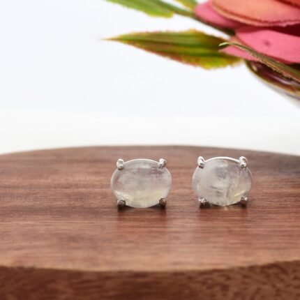 Moonstone 925 Silver Chain Pendant and Studs