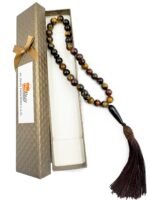 Natural Multi Tiger Eye Stone Islamic Tasbih Prayer Rosary Beads | Handcrafted Multi Tiger Eye Beads Tasbeeh for Meditation & Prayer | Ideal Gift for Muslims | 33 Beads Tasbeeh - Image 4