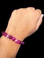 Natural Pink Stripe Agate Hakik Stone Beads Bracele - Image 3