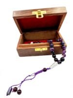 Natural Gemstone Islamic Prayer Tasbih | 33 Beads of Purple Stripe Agate | Handcrafted with Wooden Gift Box | Premium Quality for Meditation & Dhikr | Enhances Focus & Serenity - Image 5