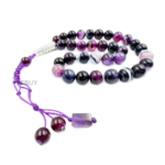 REBUY Natural Purple Stripe Agate Tasbeeh 33 Beads