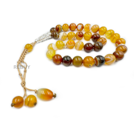 REBUY Natural Green Agate Tasbeeh 33 Beads