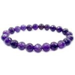 REBUY Natural Amethyst Stone Beads Bracelet Faceted Beads Reiki Healing Crystal Jewelry