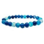 REBUY Natural Blue Stripe Agate Beads Bracelet
