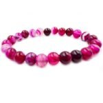 REBUY Natural Pink Agate Beads Bracelet 8 mm Healing Crystal Jewelry