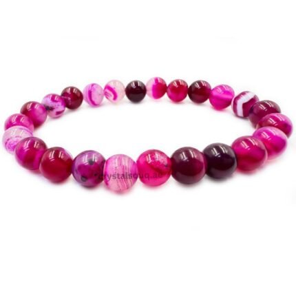 REBUY Natural Pink Agate Beads Bracelet 8 mm Healing Crystal Jewelry