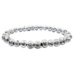 REBUY Silver Plated Lava Beads Bracelet 6 mm Beads