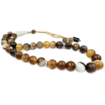 REBUY Natural Brown Stripe Agate Tasbeeh 33 Beads