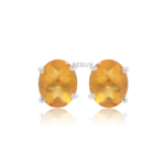 REBUY 925 Silver and Citrine Gemstone Studs