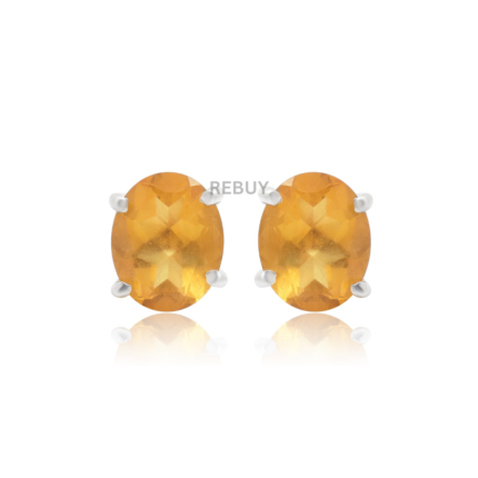 REBUY 925 Silver and Citrine Gemstone Studs