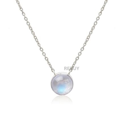 925 Silver Moonstone Pendant Chain Necklace Jewelry
