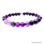 Natural Purple Stripe Agate Beads Bracelet