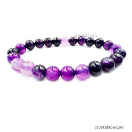 Natural Purple Stripe Agate Beads Bracelet