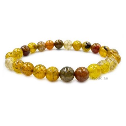 REBUY Natural Dragon Vein Agate Stone Beads Bracelet Healing Crystal Jewelry