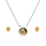 Citrine 925 Studs and Neckalce set