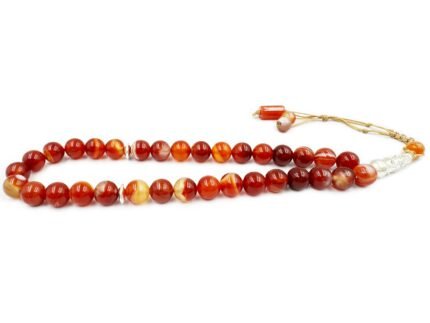 Natural Red Stripe Agate Beads Tasbeeh Misbaha 33 Beads Macrame Tassel