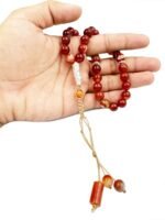 Natural Red Stone Islamic Tasbih Prayer Rosary Beads | Handcrafted Agate Tasbeeh for Meditation & Prayer | Ideal Gift for Muslims | 33 Beads Tasbeeh - Image 3