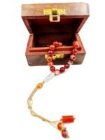 Natural Red Stone Islamic Tasbih Prayer Rosary Beads | Handcrafted Agate Tasbeeh for Meditation & Prayer | Ideal Gift for Muslims | 33 Beads Tasbeeh - Image 4