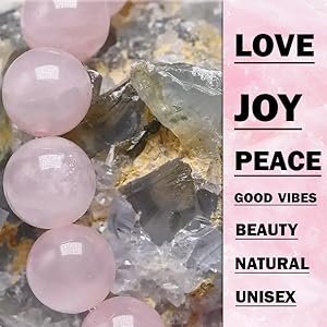 REBUY Rose Quartz Natural Healing Stone beads Bracelet Jewelry Unisex