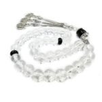 REBUY Clear Quartz Stone Islamic Prayer Tasbih | 33 Beads Natural Healing Crystal Gemstone Misbaha for Peaceful Meditation & Positive Energy | 10 mm Beads |