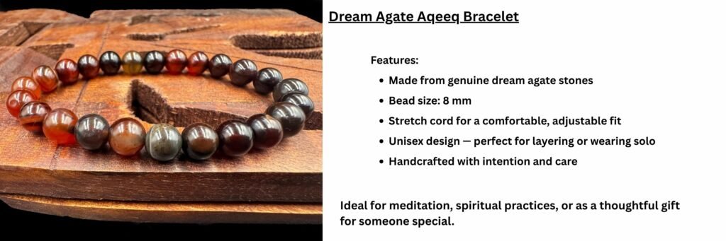 REBUY Natural Dream Agate Aqeeq Beads Bracelet Healing Crystal Jewelry