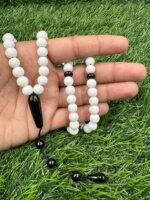 REBUY 99 Round Beads White Agate Stone Necklace Tasbih for Men & Women | Natural Healing Crystal Gemstone Islamic Prayer Muslim Misbaha Tasbeeh Necklace Jewellery - Image 5