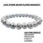 Natural Silver Plated Lava Stone Beads Bracelet - Image 6