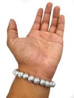 Natural Silver Plated Lava Stone Beads Bracelet - Image 4
