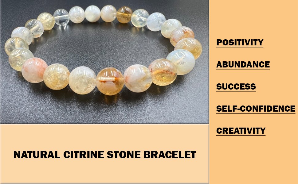 REBUY Natural Citrine Bracelet Healing Crystal Jewelry