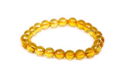 REBUY Natural Citrine Faceted Diamond Cut Bracelet Healing Crystal Chakra Jewelry