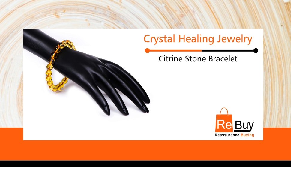 REBUY Natural Citrine Faceted Diamond Cut Beads Bracelet Healing Crystal Jewelry