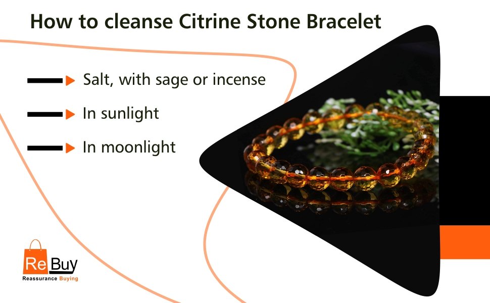 REBUY Natural Citrine Faceted Diamond Cut Beads Bracelet Healing Crystal Jewelry