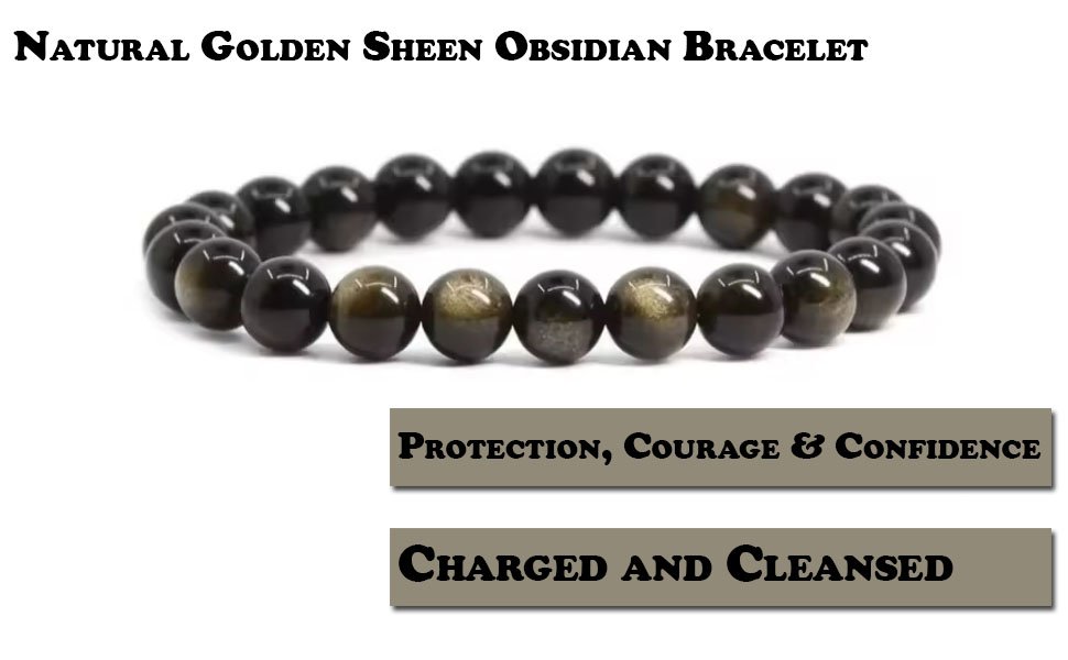 REBUY Natural Golden Obsidian Beads 8 mm Healing Crystal Jewelry