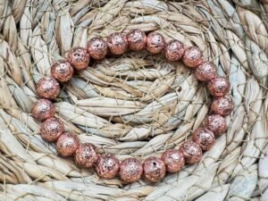 REBUY Natural Rose Gold Plated Beads Bracelet 8 mm