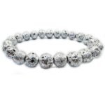 REBUY Silver Plated Lava Beads Bracelet 8 mm