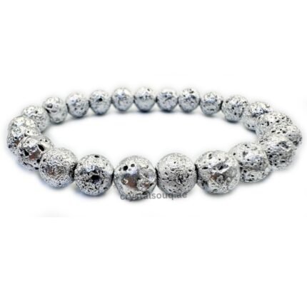 REBUY Silver Plated Lava Beads Bracelet 8 mm