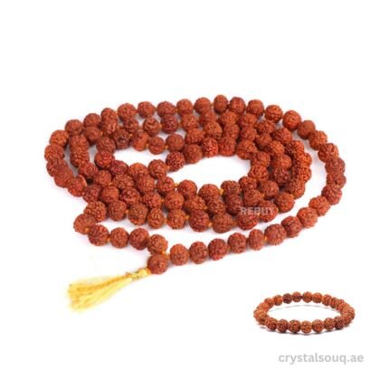 REBUY Rudrakhsa Mala with Bracelet 5 Mukhi Beads 8 mm size